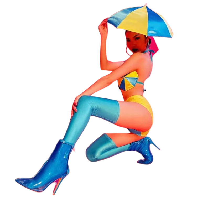 Neon Umbrella Headdress Gogo Costume