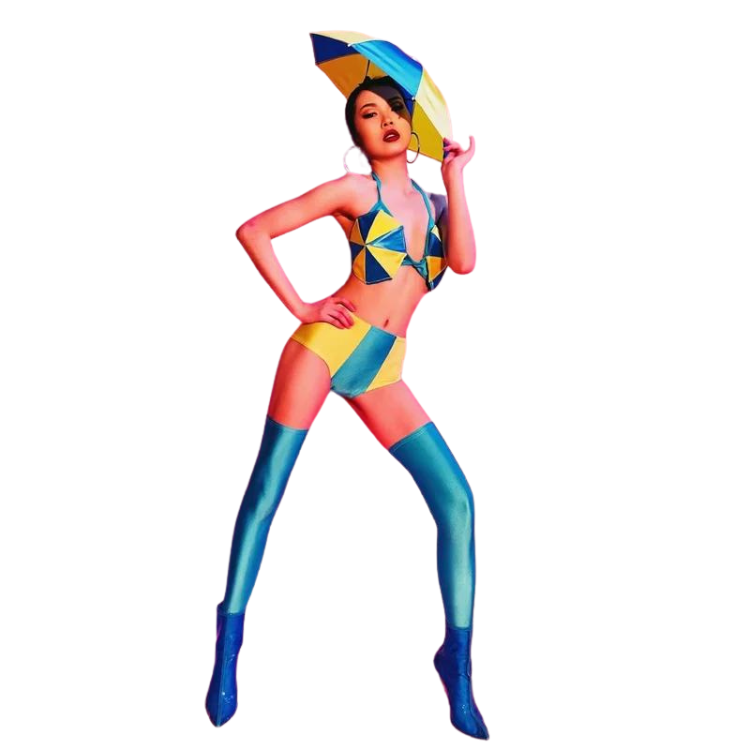 Neon Umbrella Headdress Gogo Costume