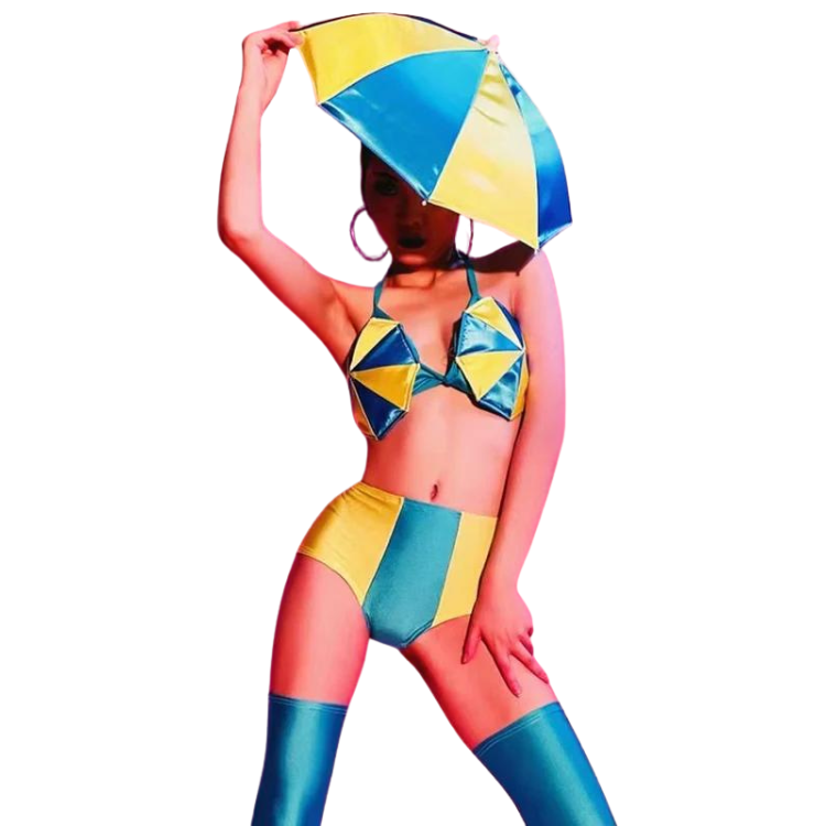 Neon Umbrella Headdress Gogo Costume