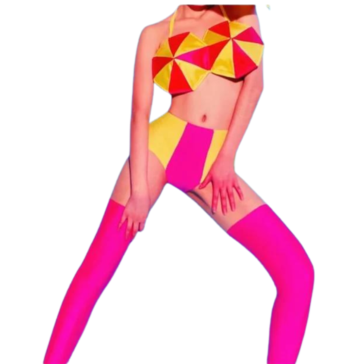 Neon Umbrella Headdress Gogo Costume