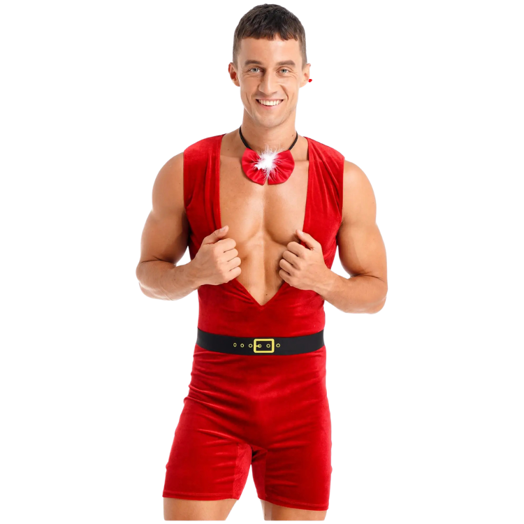 Sleeveless Soft Velvet Christmas Jumpsuit