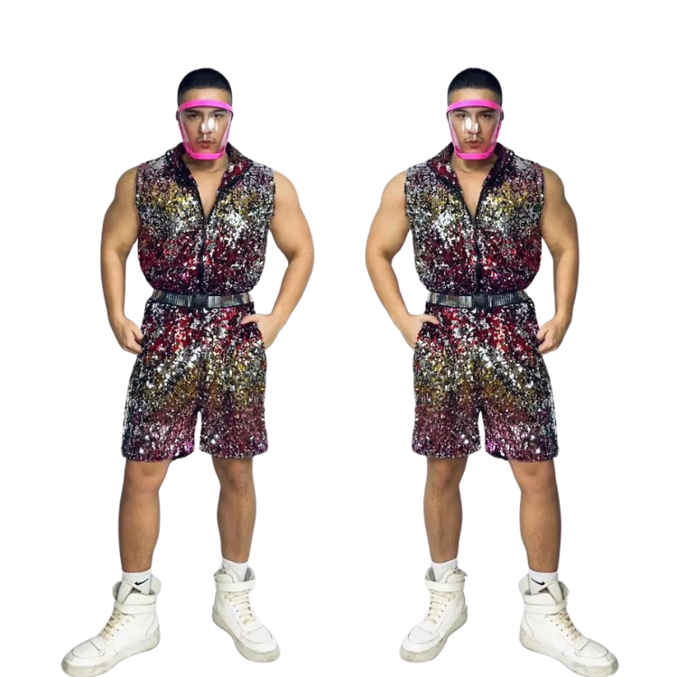 Sparkly Sequin Shorts Romper Suit