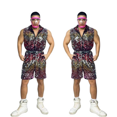 Sparkly Sequin Shorts Romper Suit