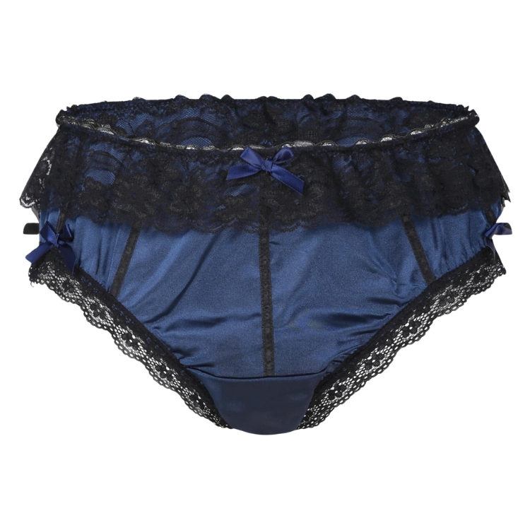 Submissive Satin Lace Bowknot Ruffled Panties