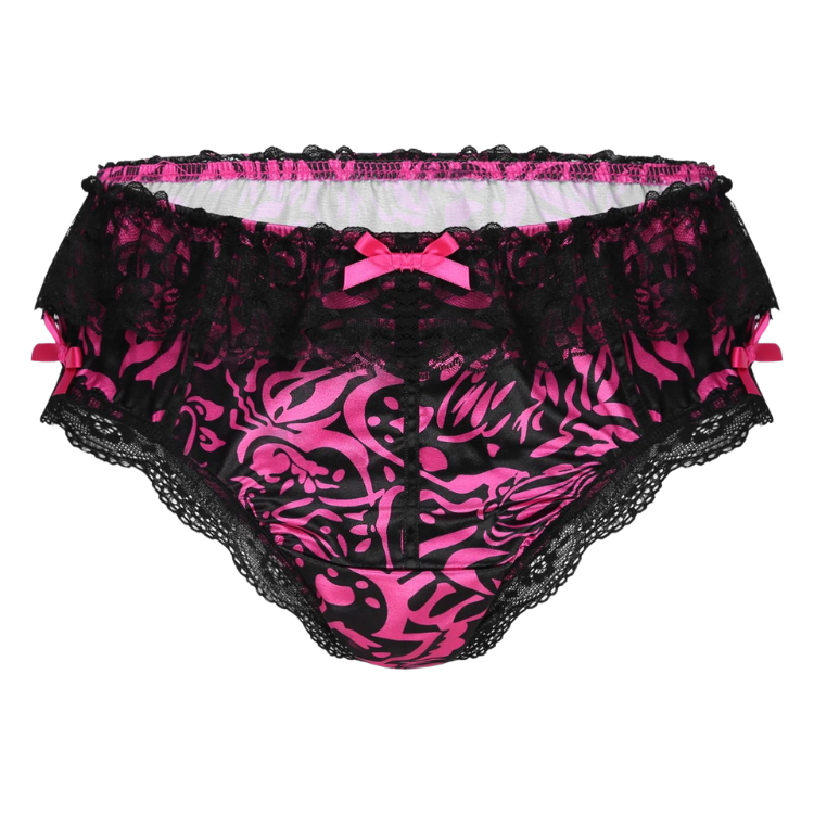 Submissive Satin Lace Bowknot Ruffled Panties
