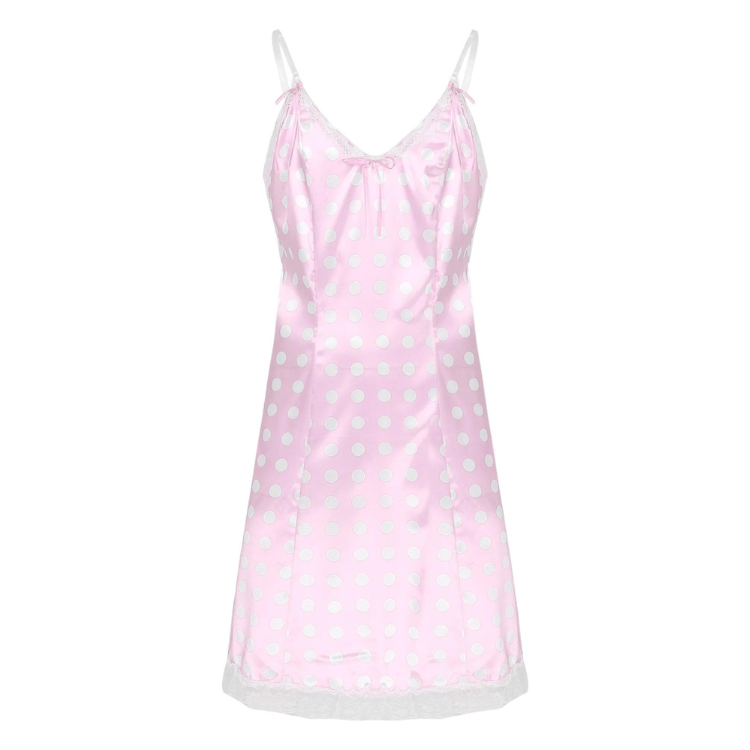 Submissive's Frilly Satin Maid Dress Ensemble