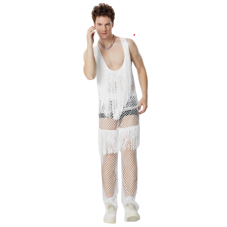 Tassel Mesh Sleeveless Tank Top + Pants (2 Piece Outfit)