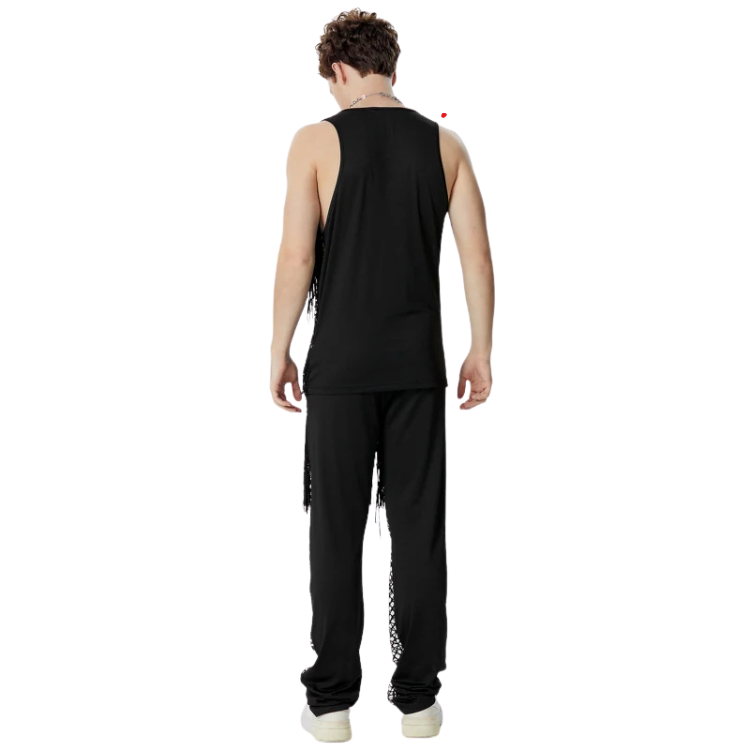 Tassel Mesh Sleeveless Tank Top + Pants (2 Piece Outfit)