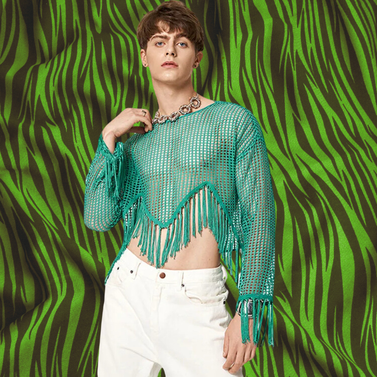 Tasseled Emerald Fantasy Crop Top