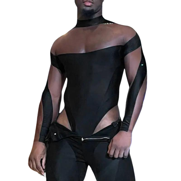 Turtleneck Long Sleeve Mesh Bodysuit