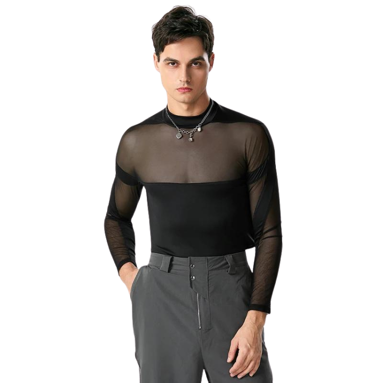 Turtleneck Long Sleeve Mesh Bodysuit