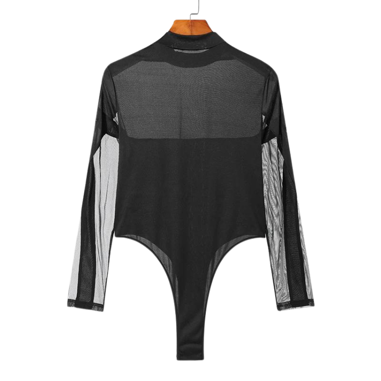 Turtleneck Long Sleeve Mesh Bodysuit