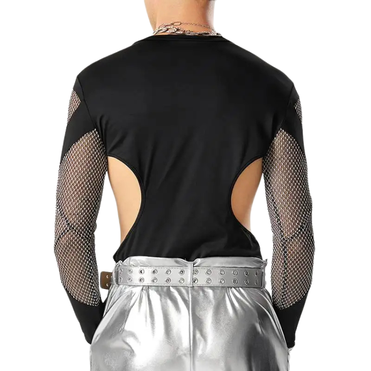 Twink Shimmer Mesh Clubwear Bodysuit