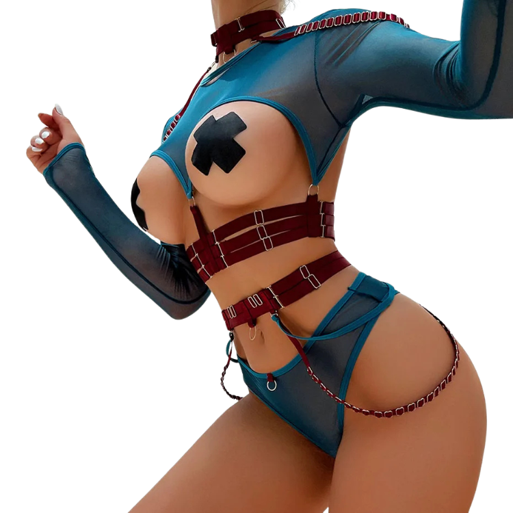 Unsubtle Temptress Bondage Bodysuit Set