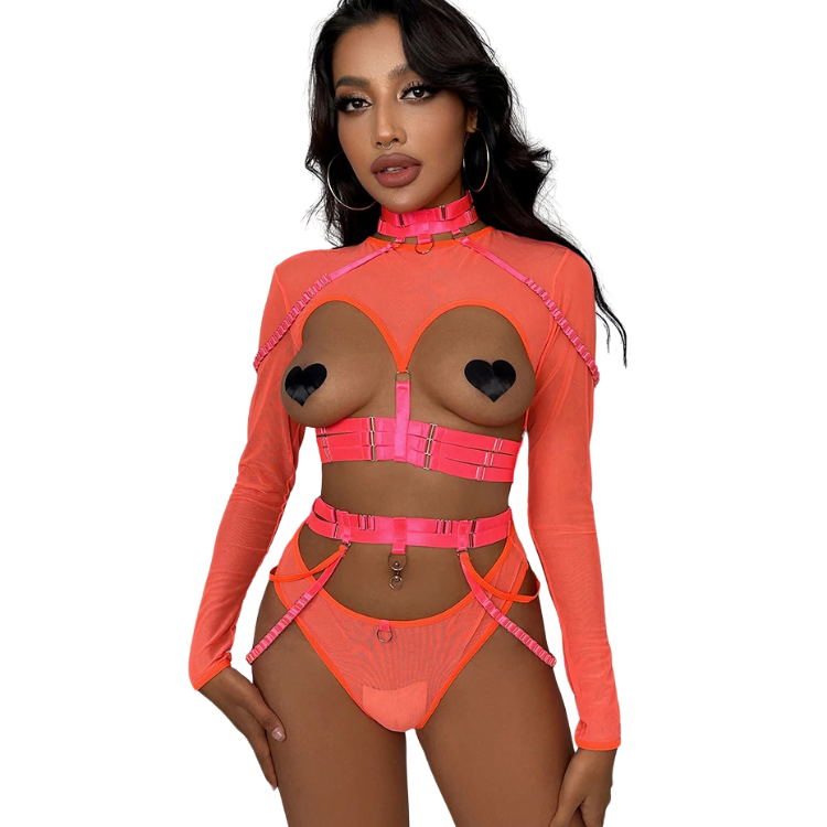 Unsubtle Temptress Bondage Bodysuit Set
