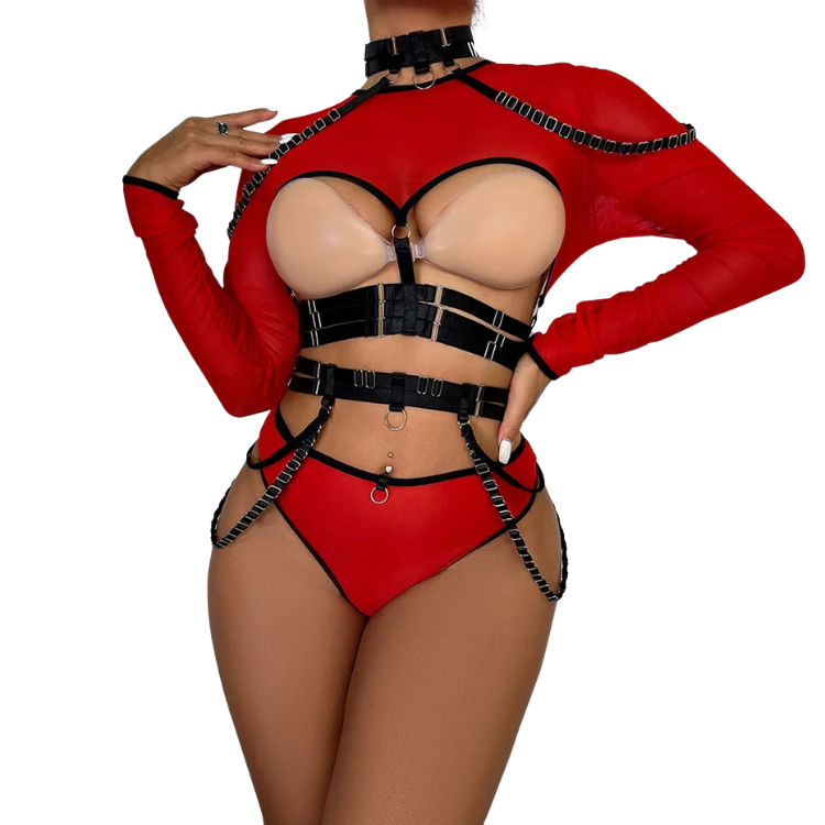 Unsubtle Temptress Bondage Bodysuit Set