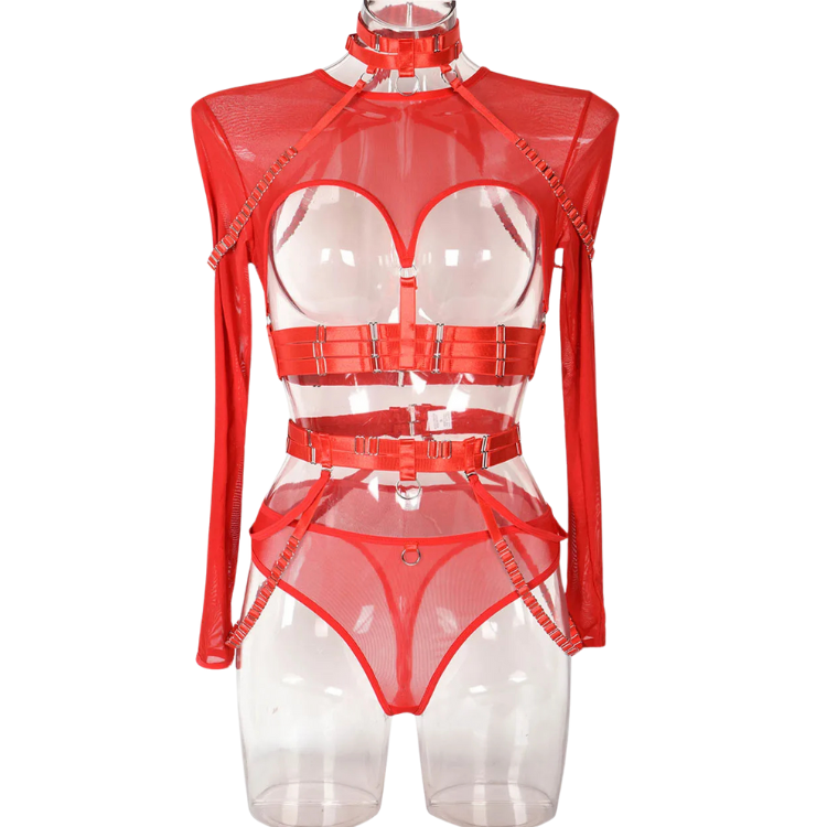Unsubtle Temptress Bondage Bodysuit Set