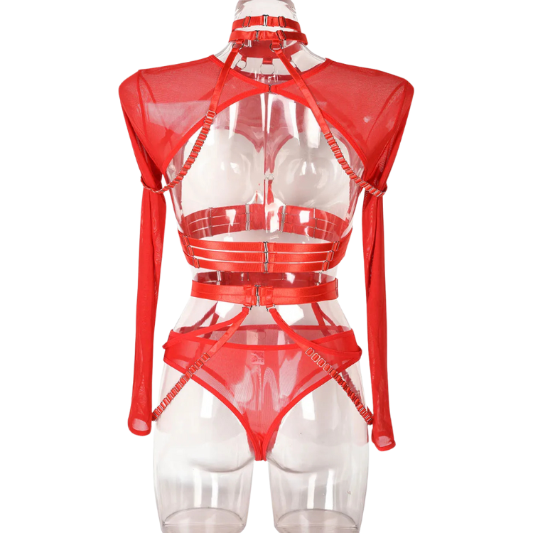 Unsubtle Temptress Bondage Bodysuit Set