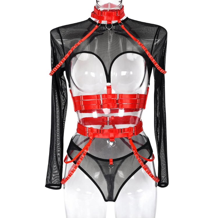 Unsubtle Temptress Bondage Bodysuit Set