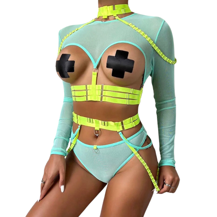 Unsubtle Temptress Bondage Bodysuit Set