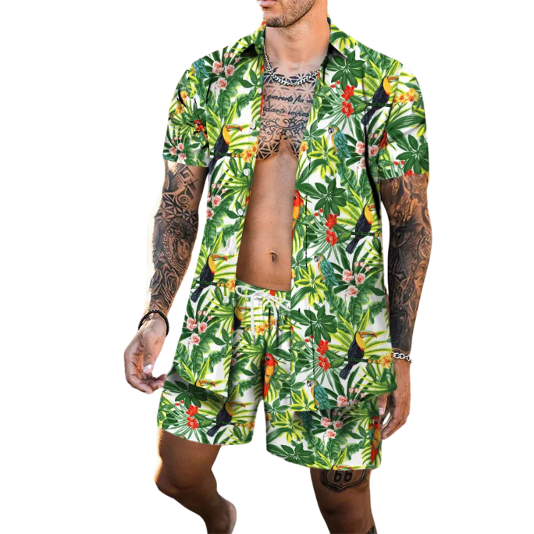 Vibrant Island Party Beach Outfit (Shirt + Shorts)