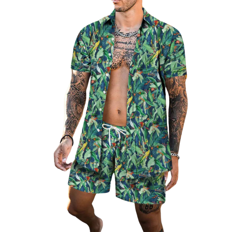 Vibrant Island Party Beach Outfit (Shirt + Shorts)
