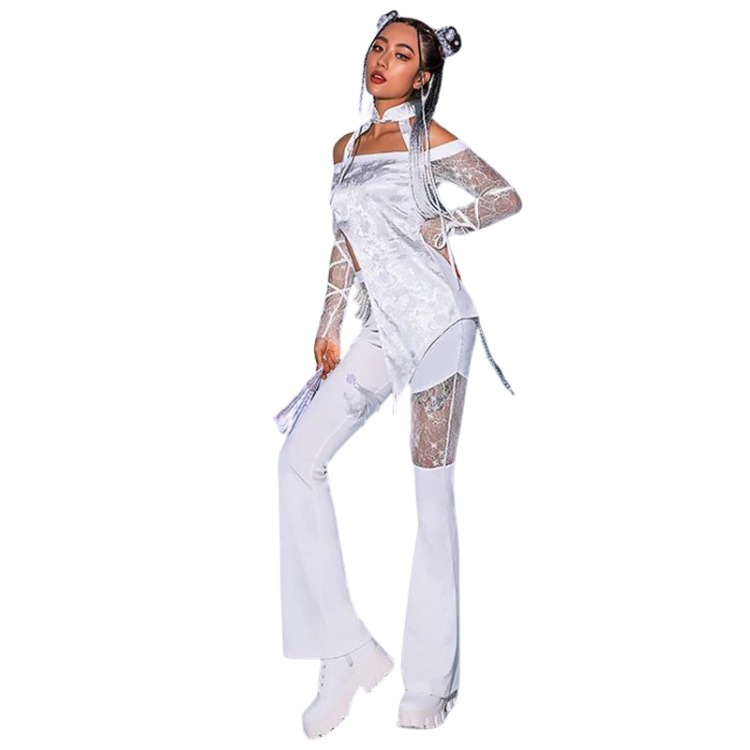 White Lace Hip Hop Outfit