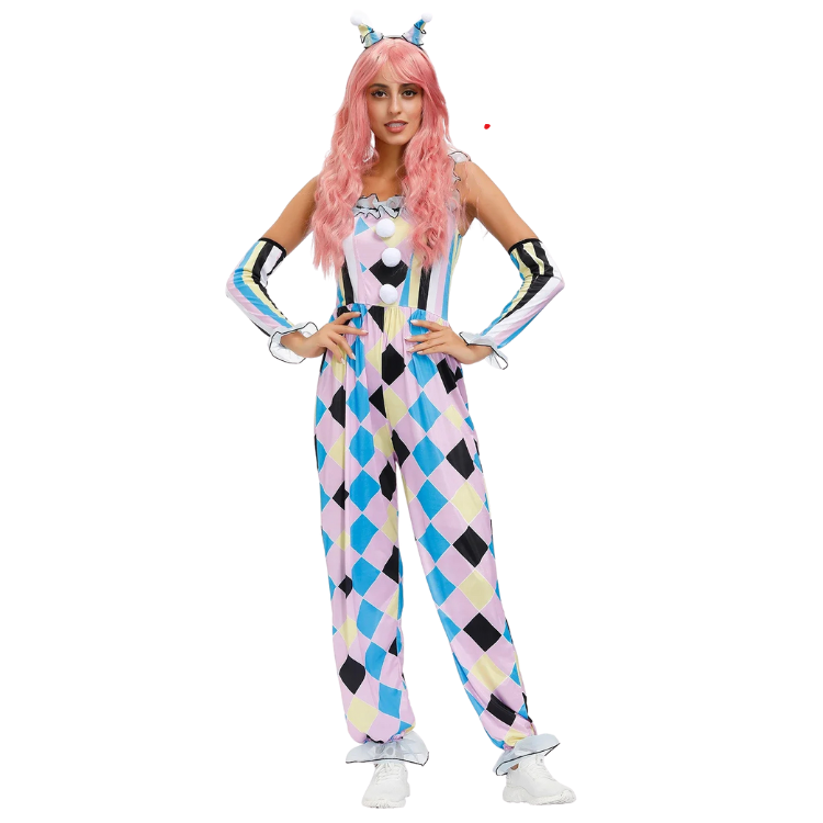 Women's Harlequin Circus Clown Costume