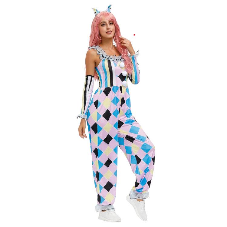 Women's Harlequin Circus Clown Costume
