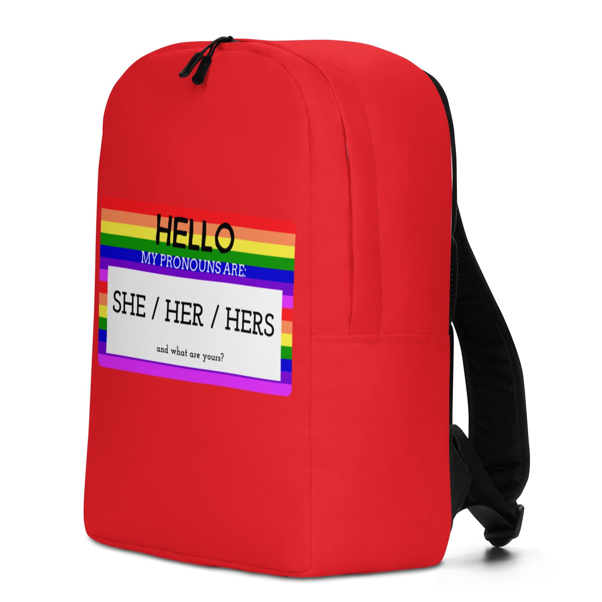 Hello My Pronouns Are She / Her / Hers Minimalist Backpack
