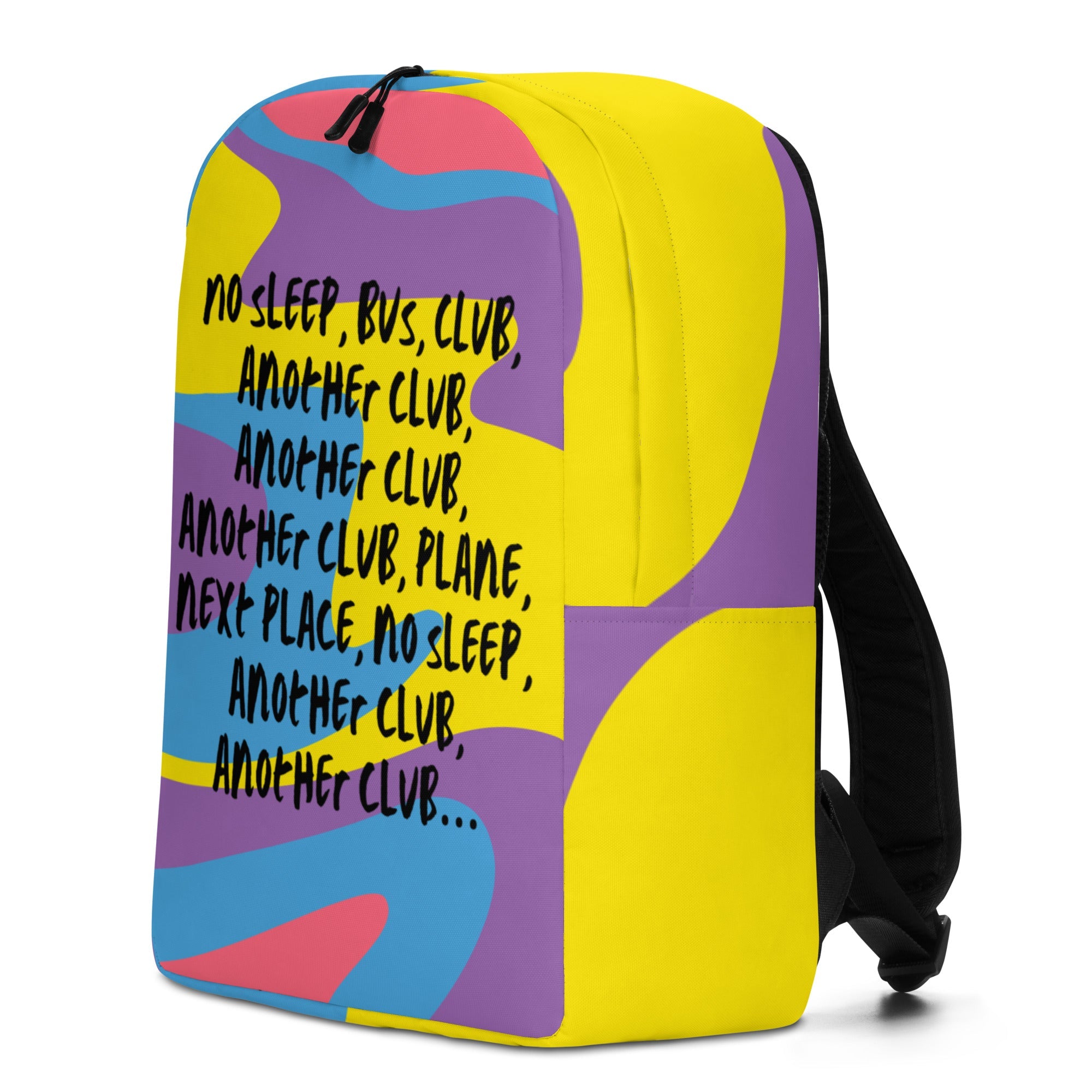 No Sleep, Bus, Club, Another Club Minimalist Backpack