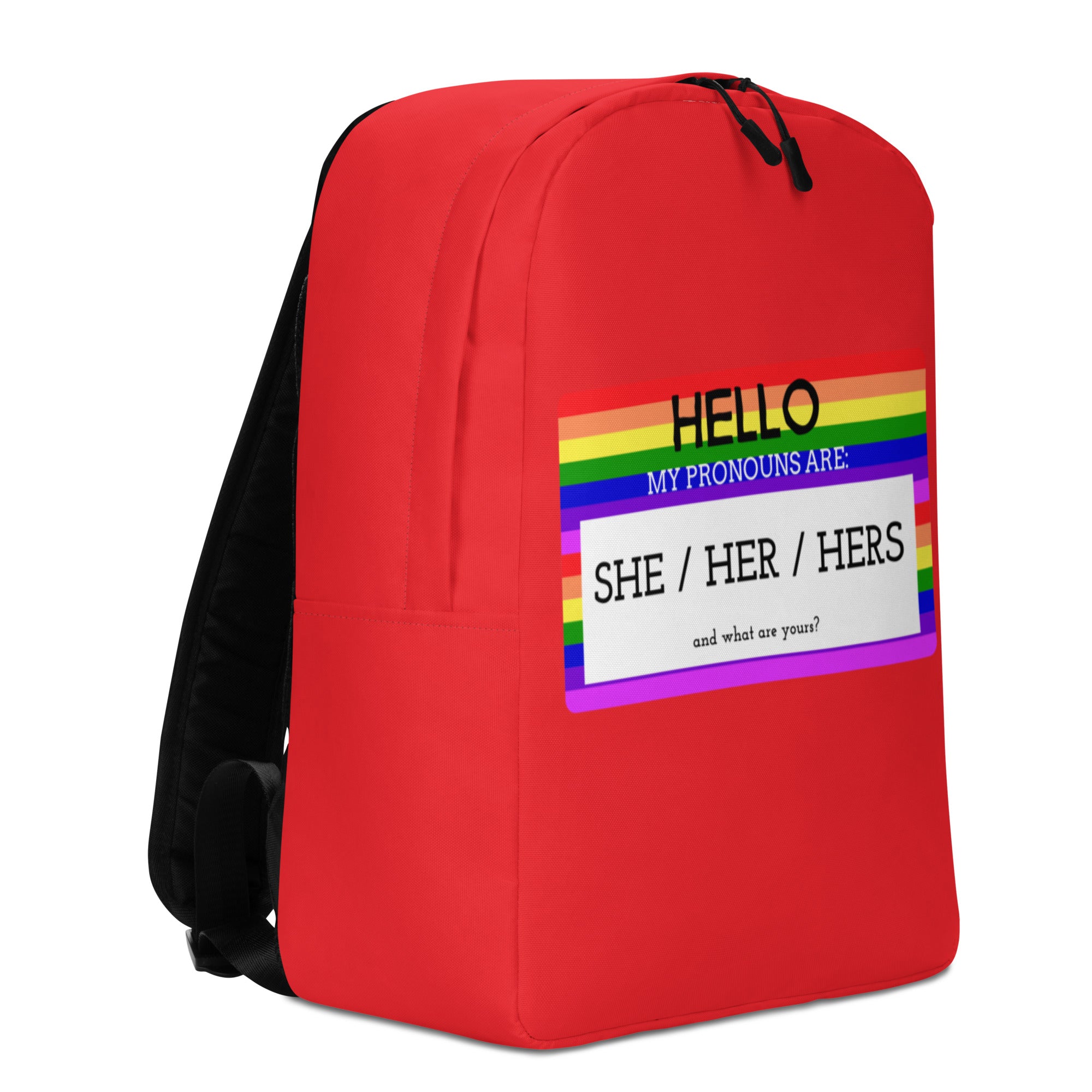 Hello My Pronouns Are She / Her / Hers Minimalist Backpack