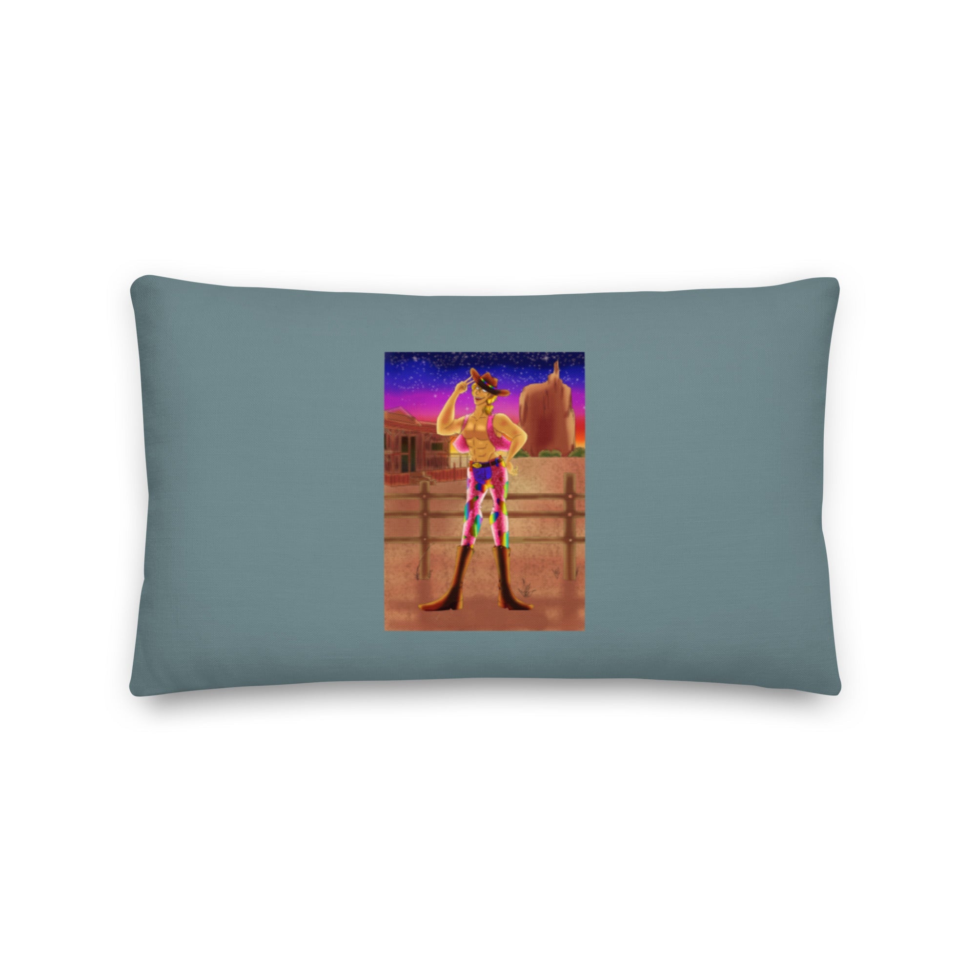 Gay Cowboy At Sunset Pillow