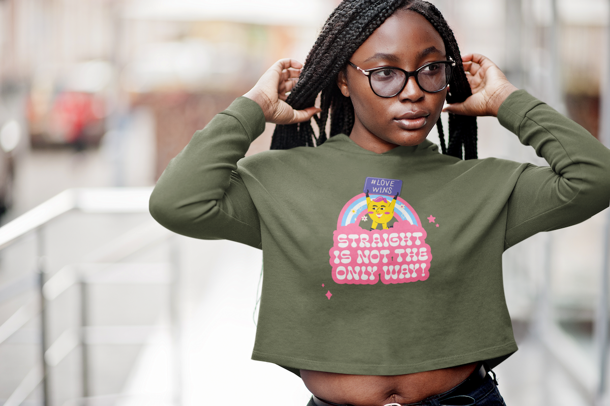 Straight Is Not The Only Way! Crop Hoodie
