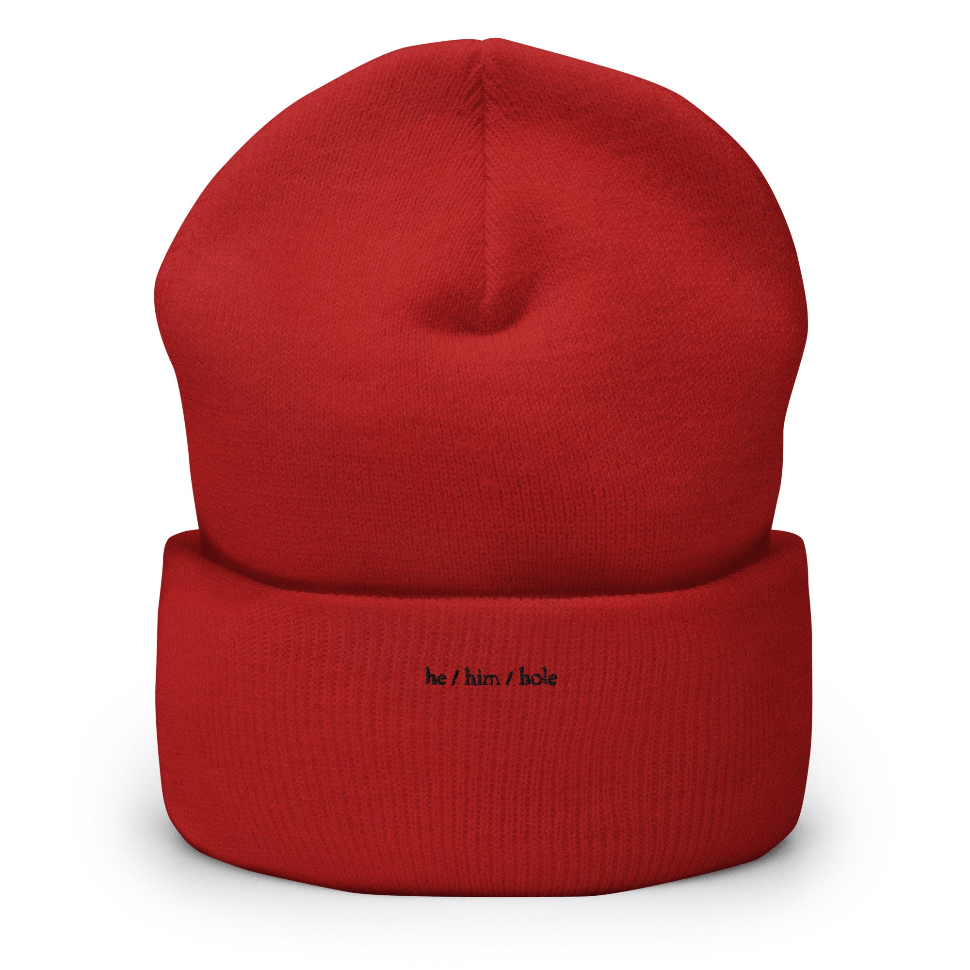 He / Him / Hole Cuffed Beanie