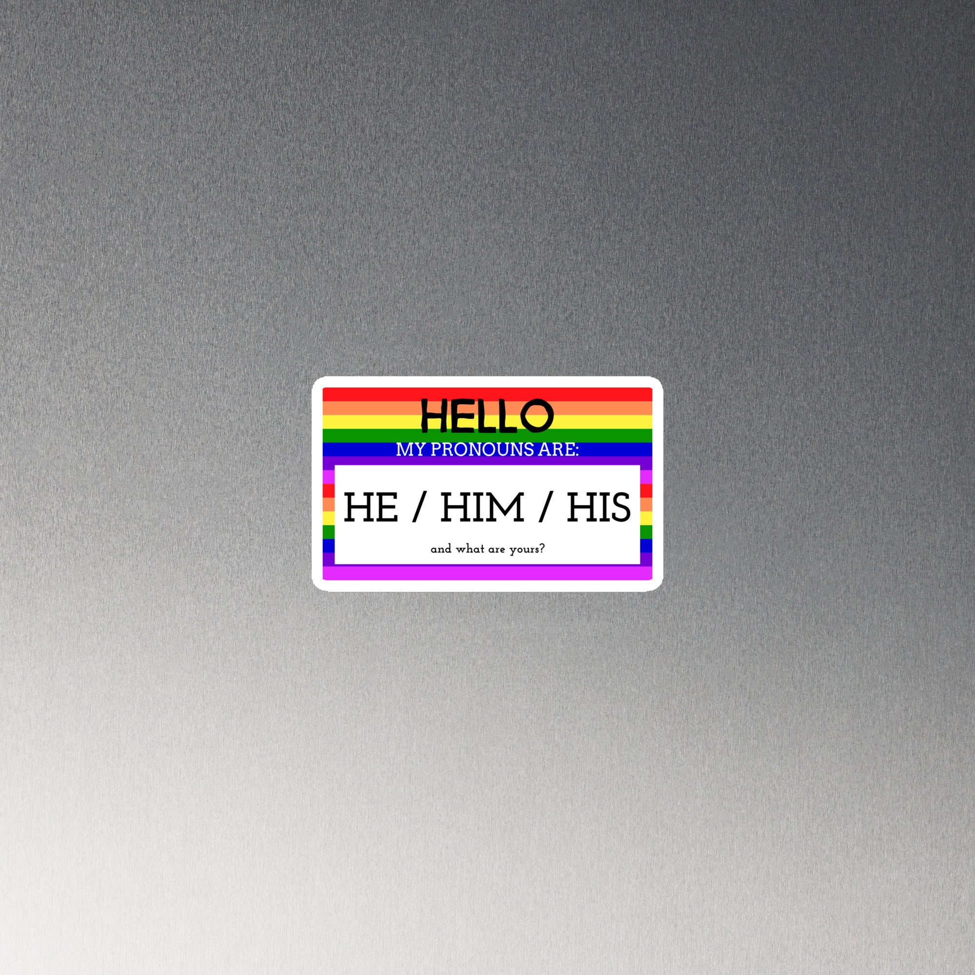 Hello My Pronouns Are He / Him / His Magnet