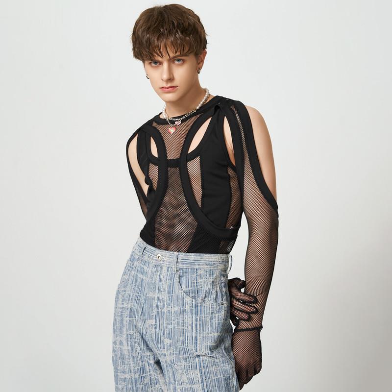 Sexy Mesh Gloved Bodysuit