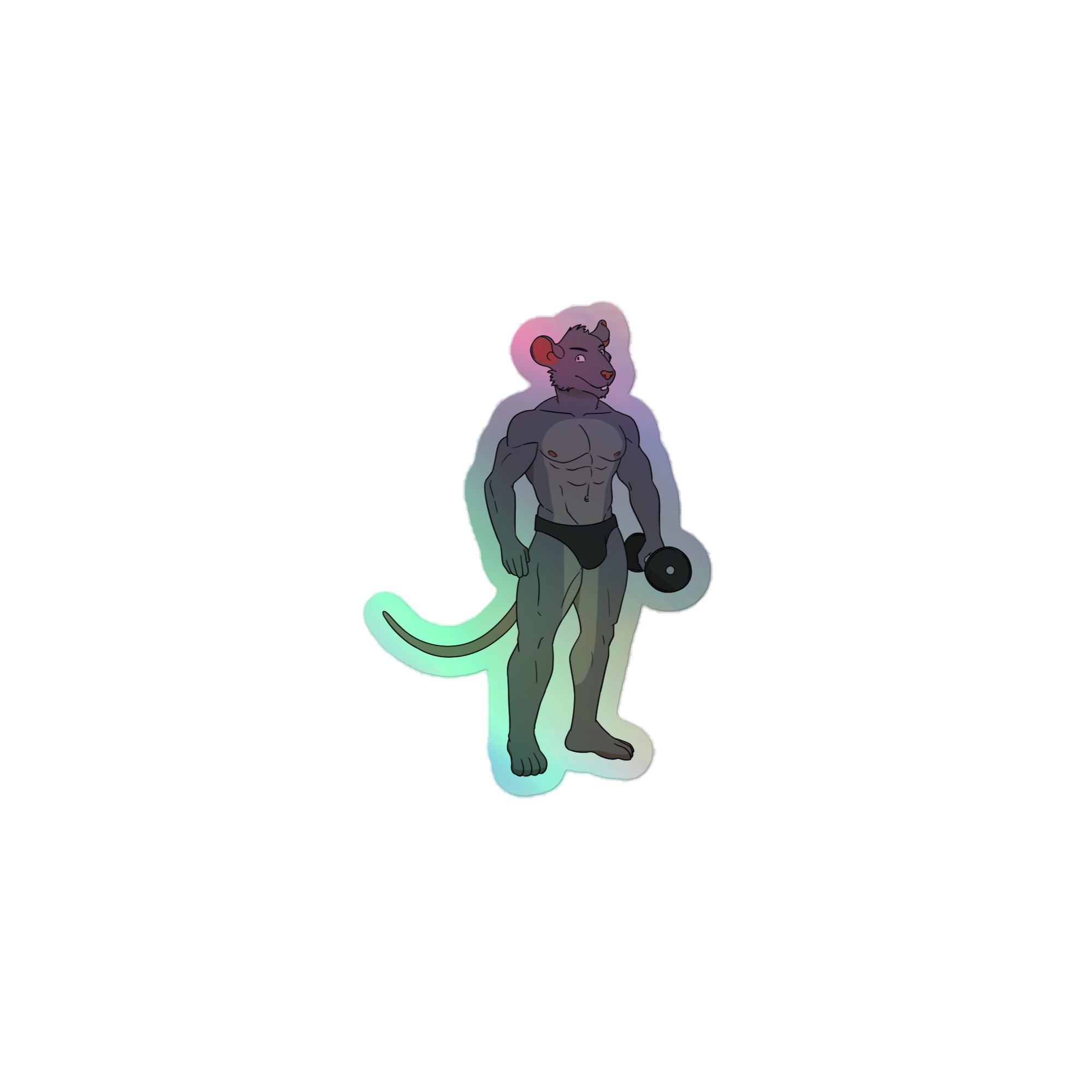 Gay Gym Rat Holographic Stickers