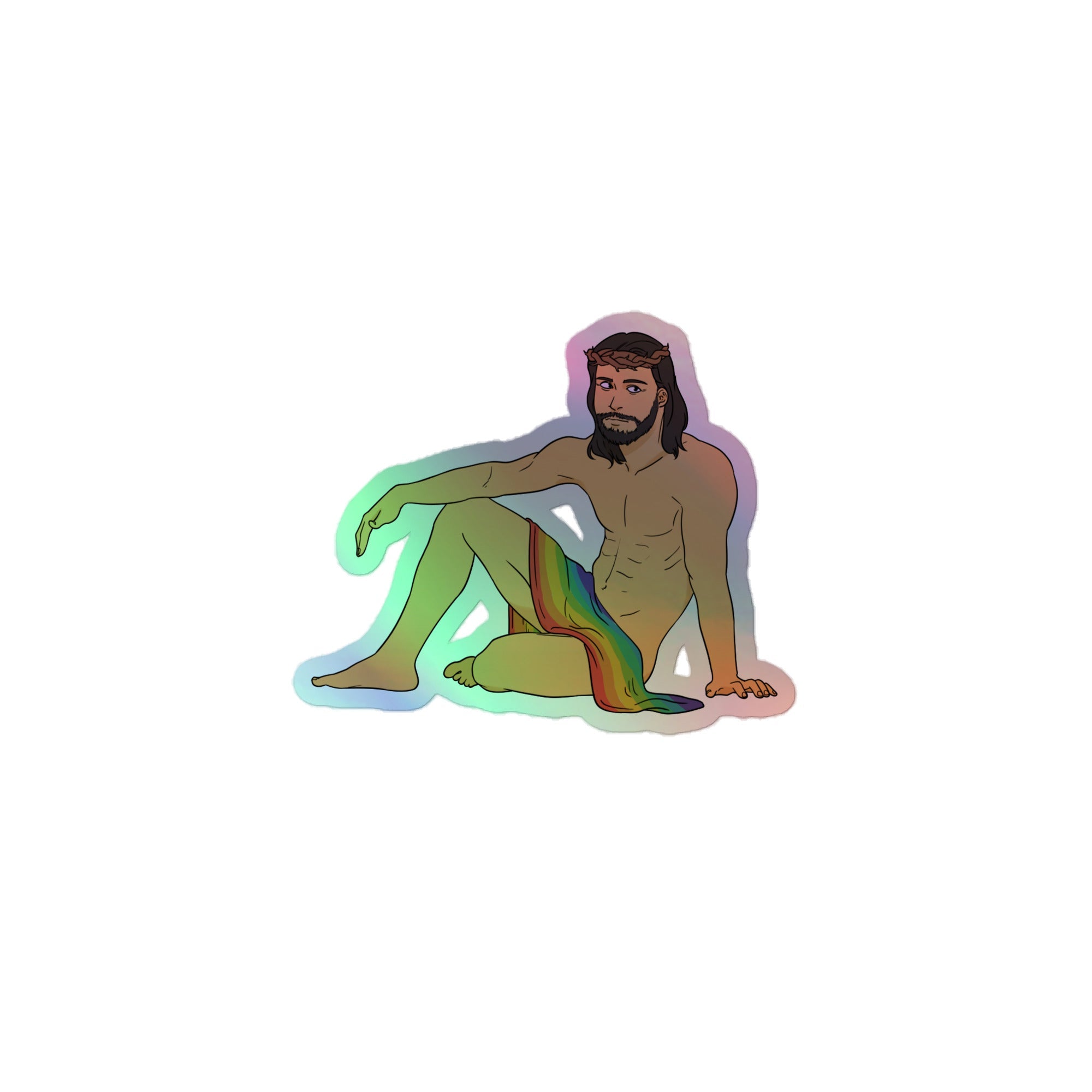 Sexy Gay Jesus Holographic Stickers