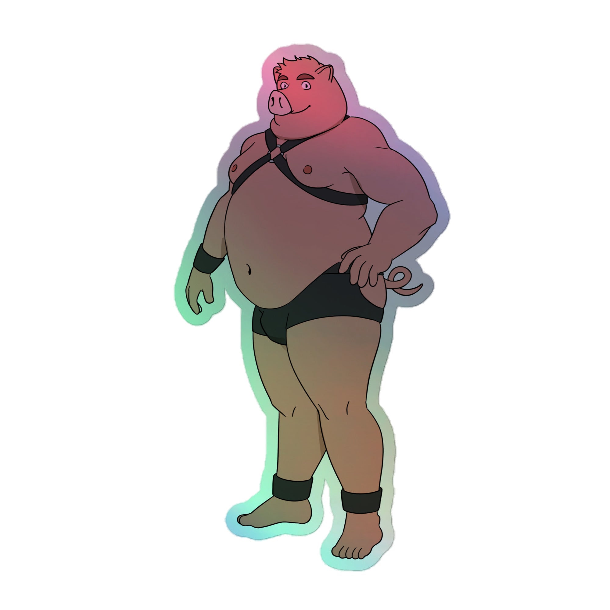 Gay Pig Holographic Stickers