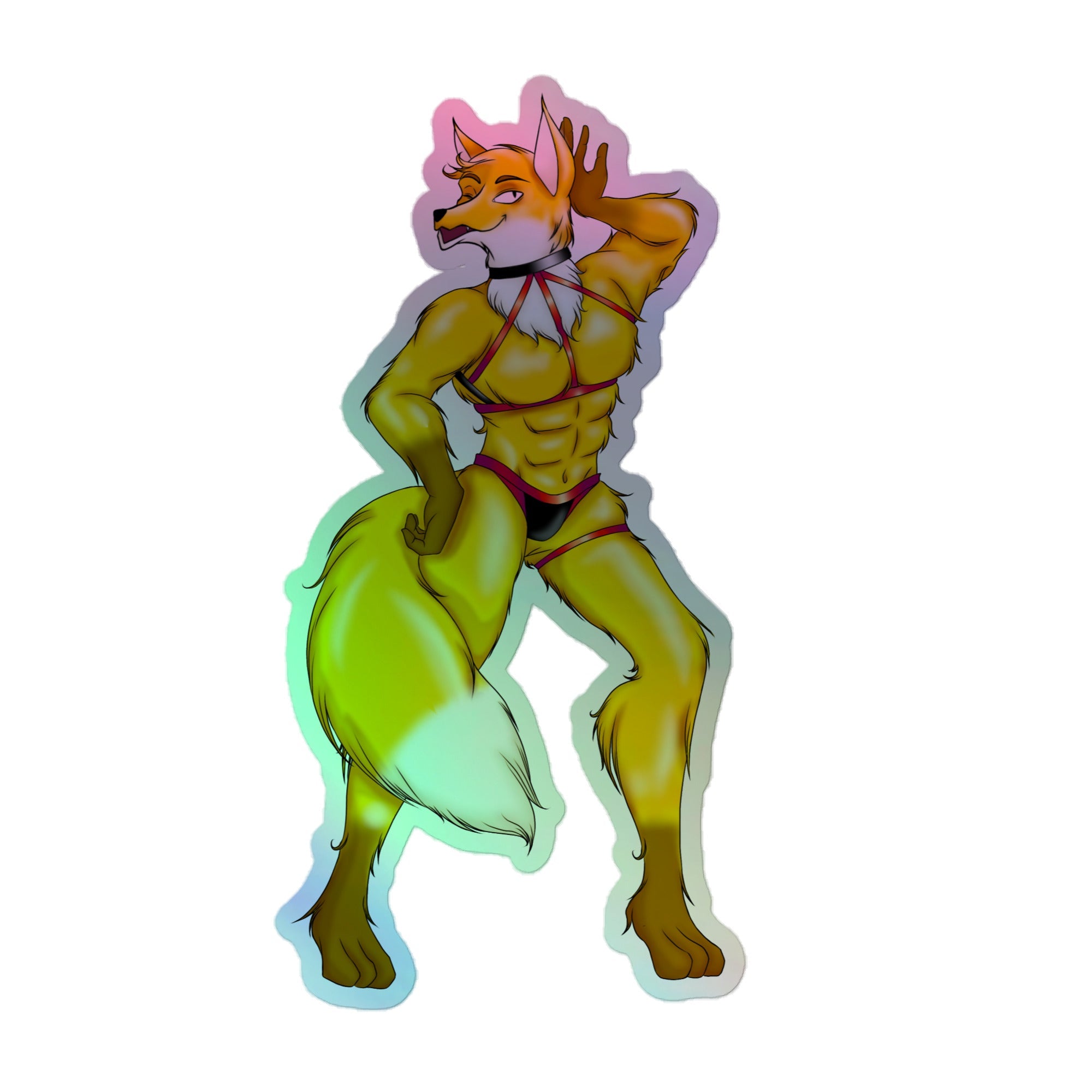 Hot Gay Furry Holographic Stickers