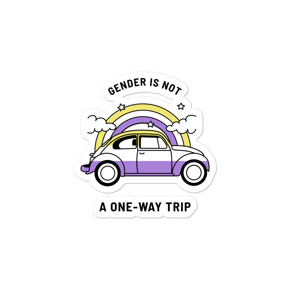 Gender Is Not A One-Way Trip Bubble-Free Stickers