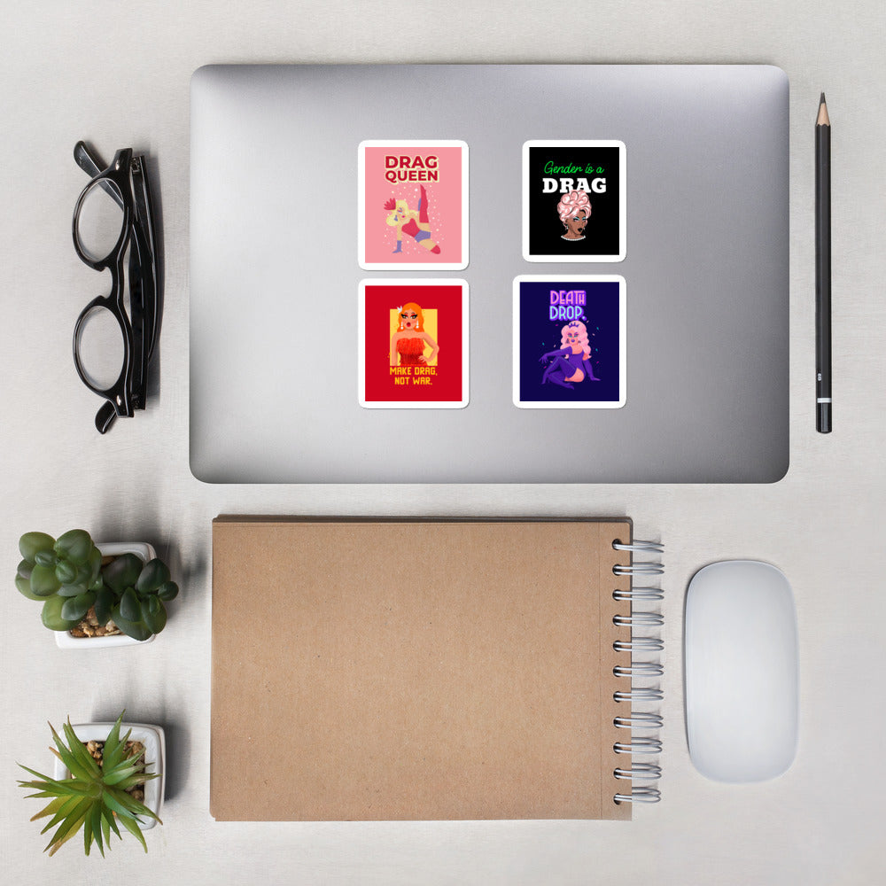 Drag Set Of 4 Bubble-Free Stickers