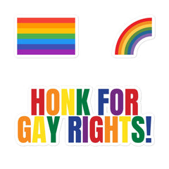Honk For Gay Rights Bubble-Free Stickers