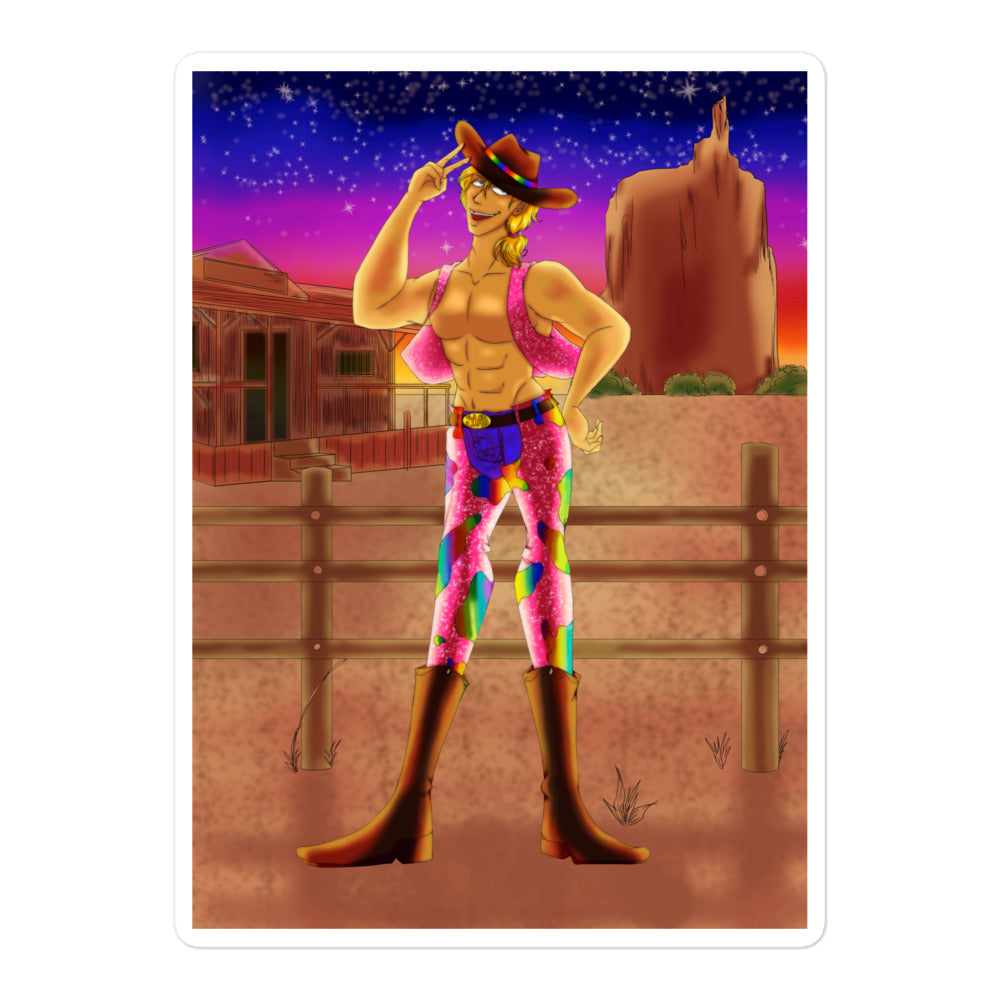 Gay Cowboy At Sunset Bubble-Free Stickers