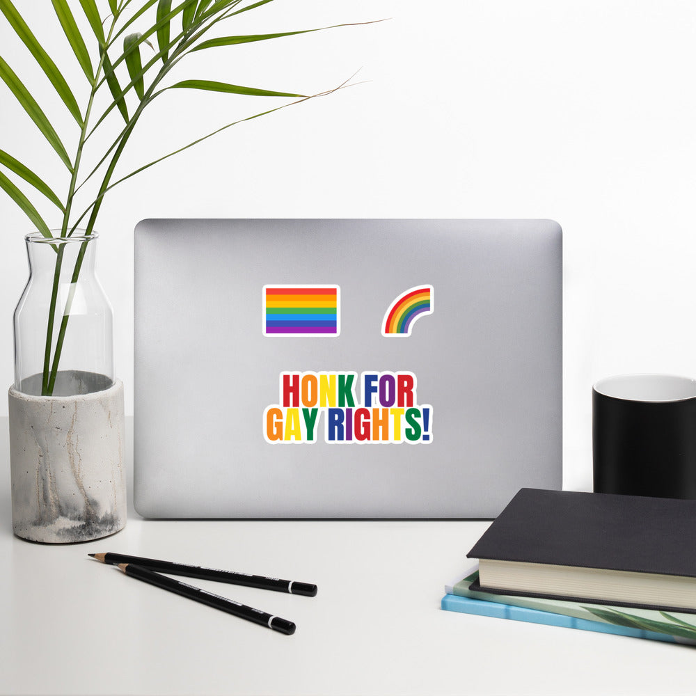 Honk For Gay Rights Bubble-Free Stickers