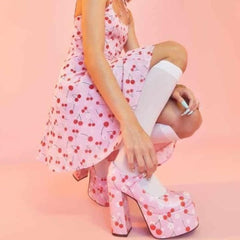 Pink Cherry Buckle Pumps