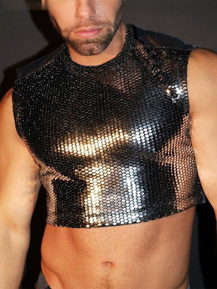 Silver Sequin Crop Top