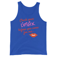 Check Your Lipstick Unisex Tank Top