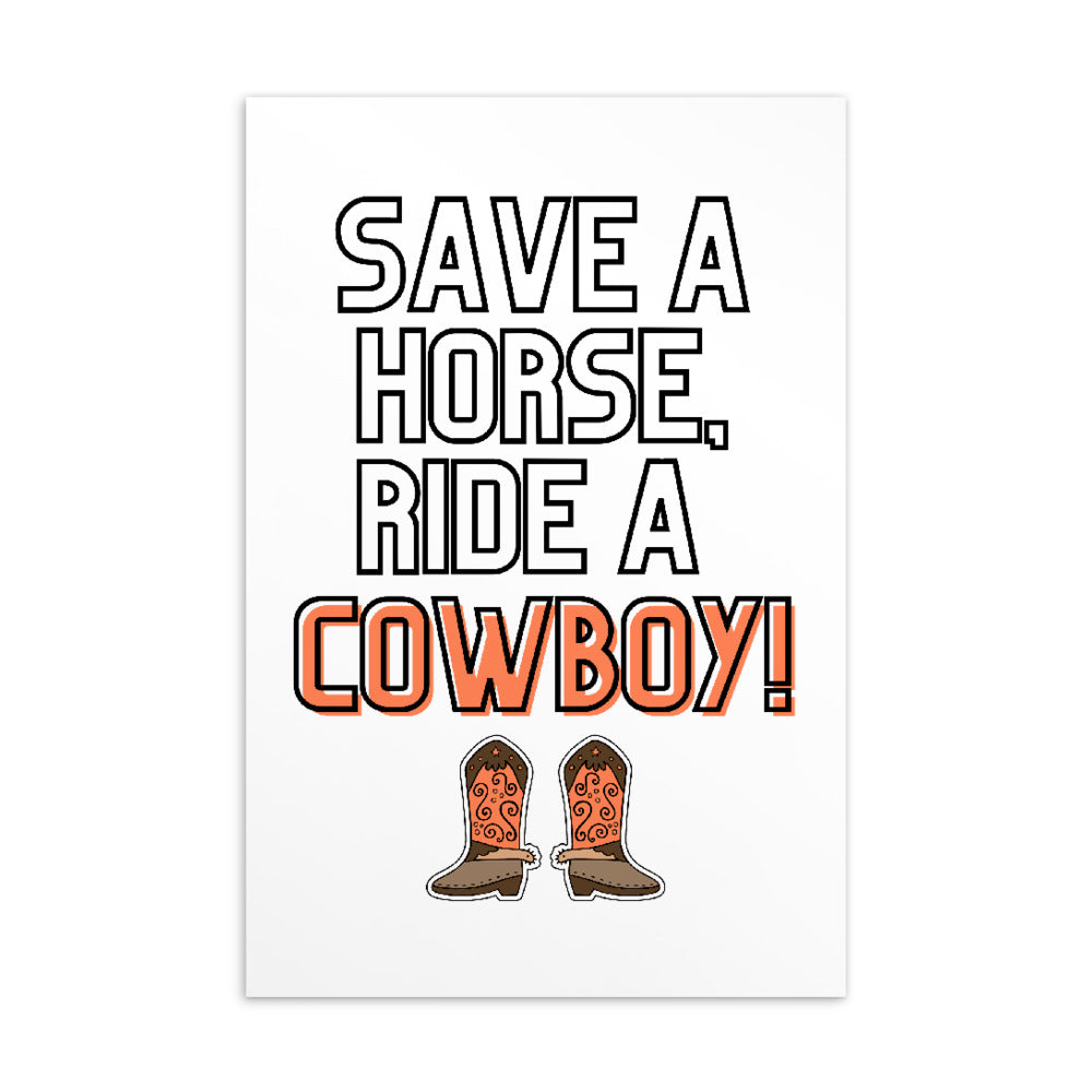 Save A Horse Ride A Cowboy Postcard